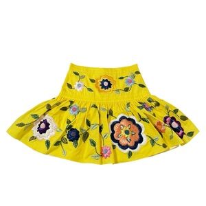 Alexis Kasandra Embroidered Floral Skirt Pattern Yellow Mini RARE HTF SZ Medium